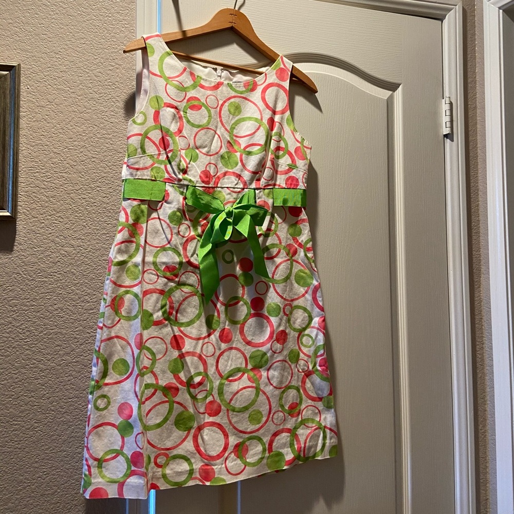 Beautiful 10P pink/green tie dress